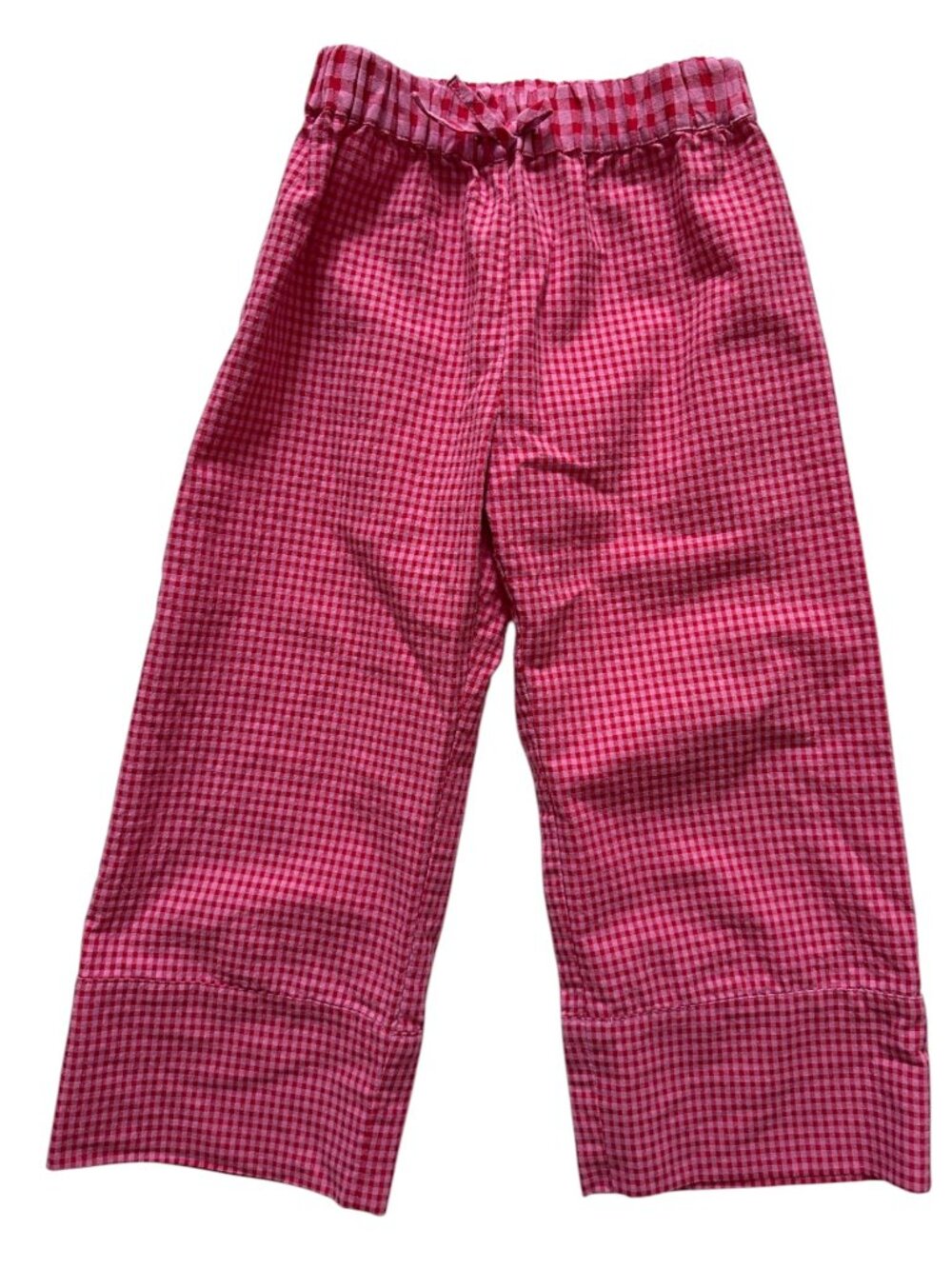 Zara Girls Red Pink Gingham Wide Leg Pants Size 5